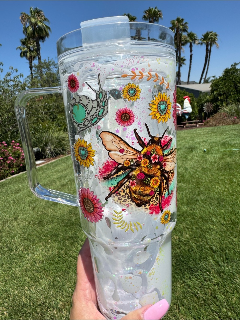 Bees and flowers Lava snow globe tumbler 40oz